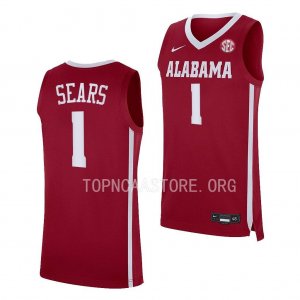 Men's Alabama Crimson Tide #1 Mark Sears Crimson Replica NCAA College Basketball Jersey 2403TLMG2